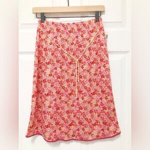 Vintage Y2K Anchor Blue Pink Red Midi A-Line Skirt NWT size M